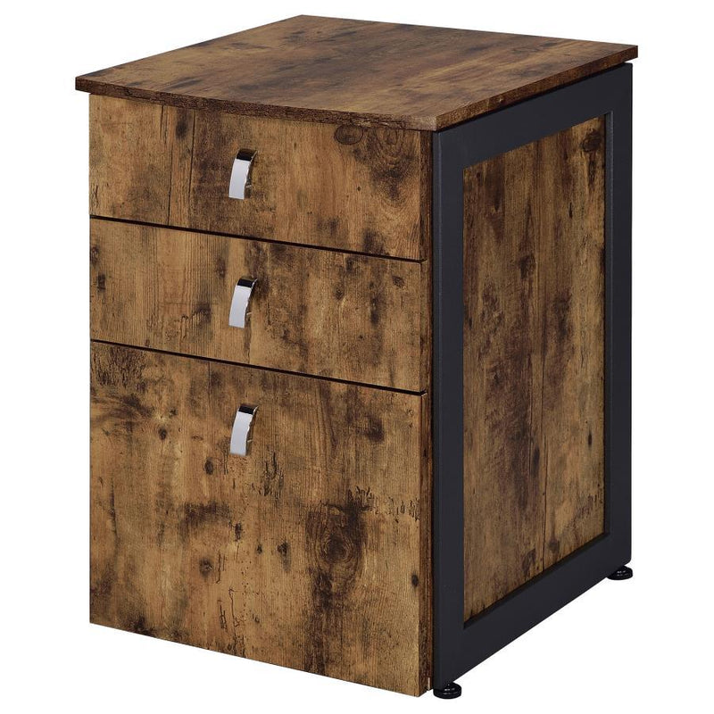 Estrella - 3-Drawer File Cabinet - Antique Nutmeg And Gunmetal