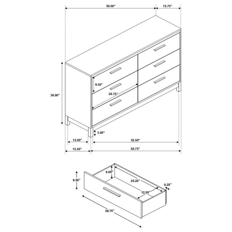 Edmonton - 6-Drawer Dresser - Rustic Tobacco