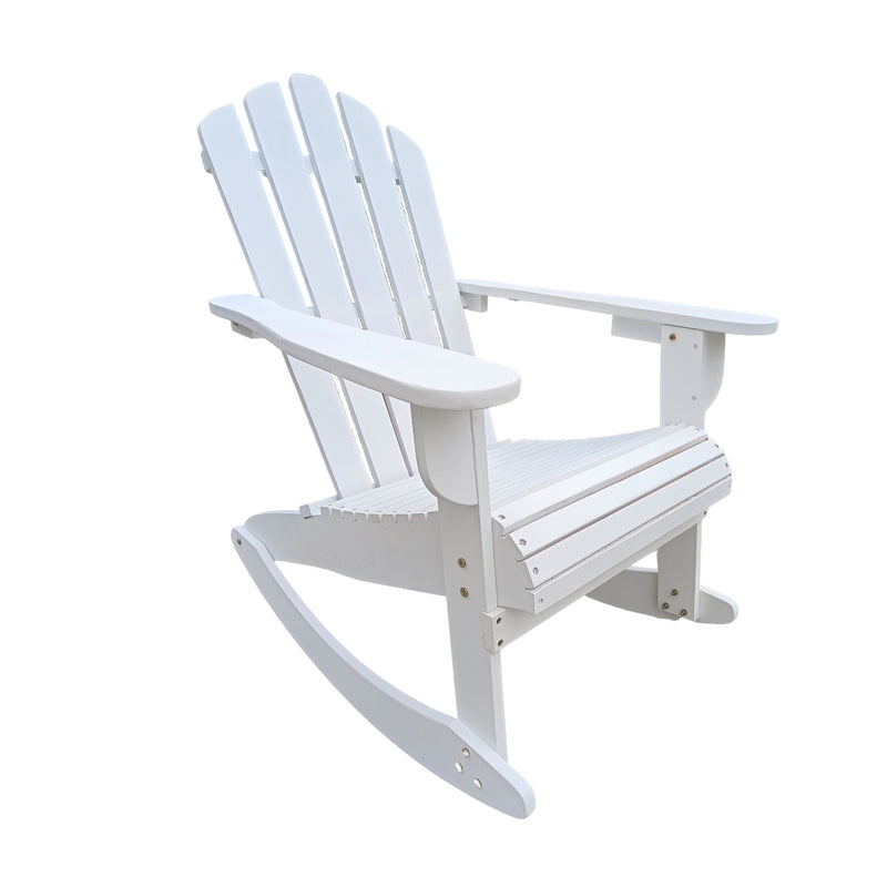 Reclining Wooden  Outdoor Rocking Adirondack chair White