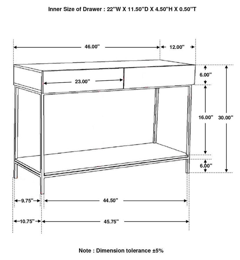 Rubeus - 2-Drawer Console Table With Open Shelf - White Washed