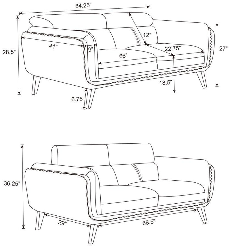 Shania - Track Arms Sofa With Tapered Legs - Black