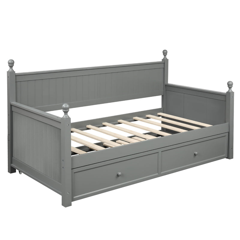 Size Wood Daybed With Size Trundle - Gray