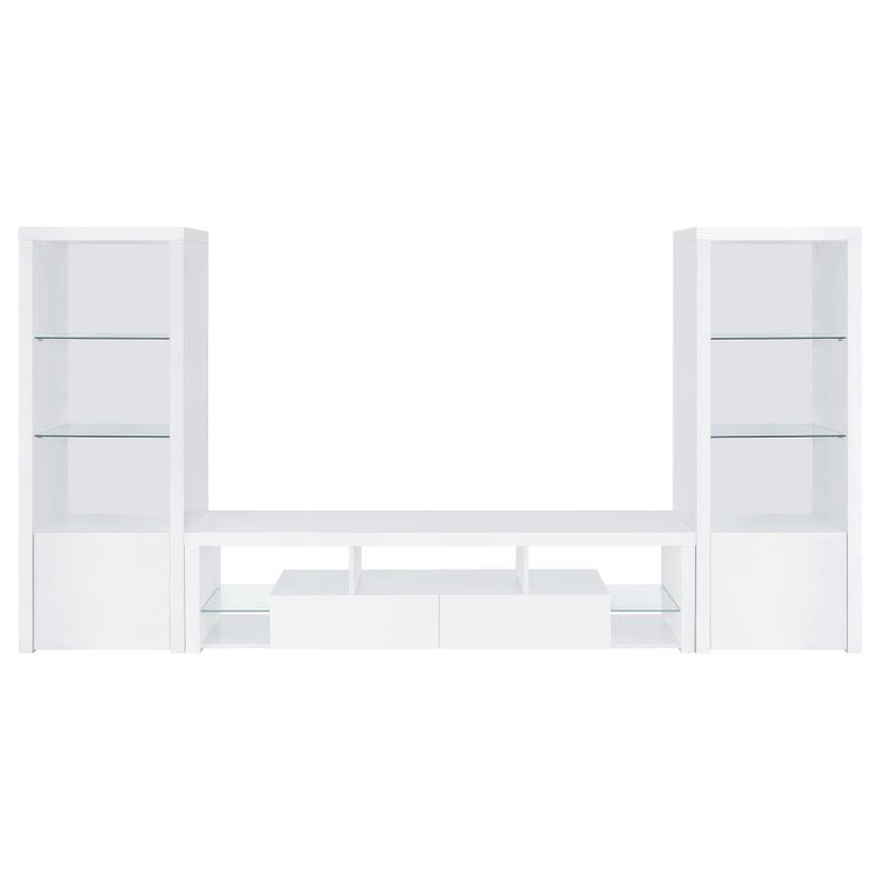 Jude - 2-Drawer 71" TV Stand With Shelving - White High Gloss