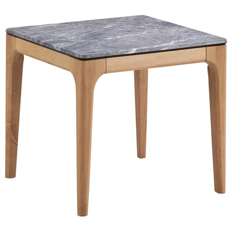 Polaris - Rectangular End Table With Marble-Like Top - Teramo And Light Oak