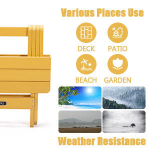 TALE Adirondack Portable Folding Side Table Square All-Weather and Fade-Resistant Plastic Wood Table Perfect for Outdoor Garden, Beach, Camping, Picnics Yellow