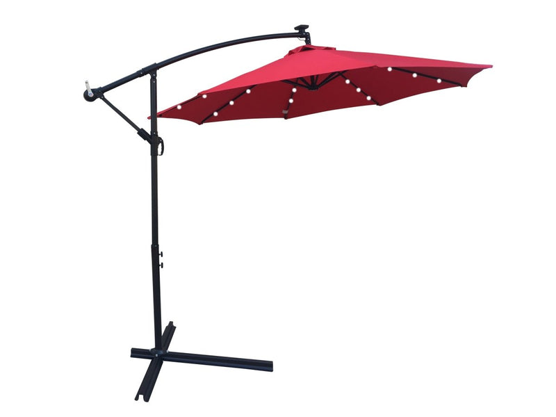 10 ft Outdoor Patio Umbrella Solar Powered LED Lighted 8 Ribs Umbrella with Crank and Cross Base for Garden  Outside Deck Swimming Pool Atlantic Fine Furniture Inc