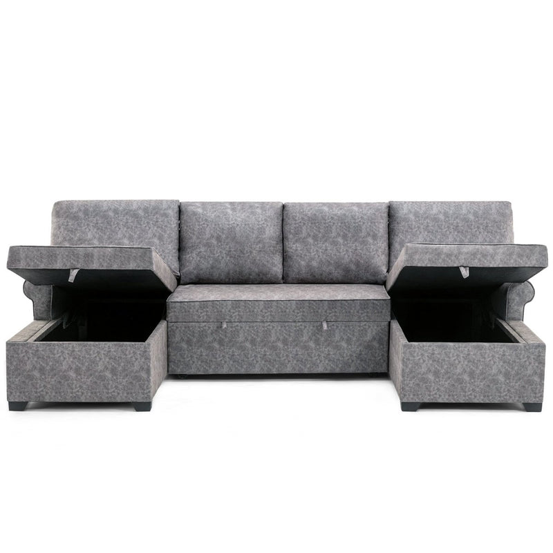 108.75" Sectional U-Shaped Sofa with 2 USB Chargers,2-seat Sofa Bed With Double Storage Chaise longue,Sleeper Independent Used as Coffee Table,Seating Capacity 6 - Atlantic Fine Furniture Inc