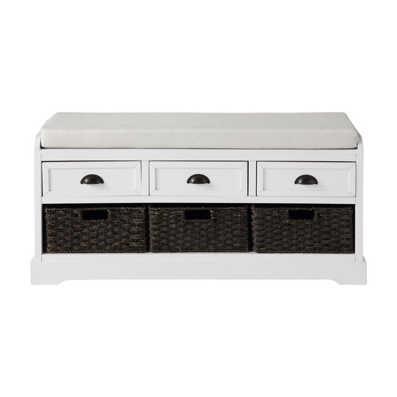 U_Style Homes Collection Wood Storage Bench With 3 Drawers And 3 Baskets