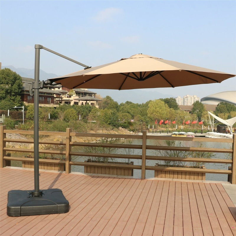 11 Feet Cantilever Umbrella with Carry Bag, Taupe - Atlantic Fine Furniture Inc