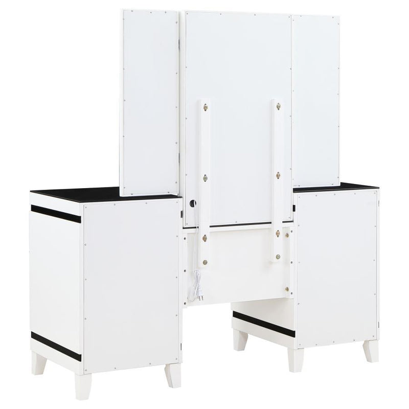 Talei - 6-Drawer Vanity Set With Hollywood Lighting - Black And White