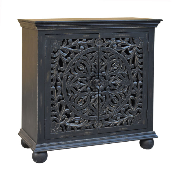 Yasmine - Two Door Cabinet - Black Distressed