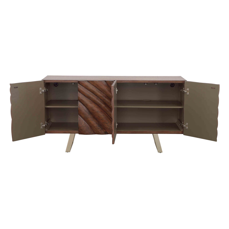 Mojave - Four Door Credenza - Brown / Champagne