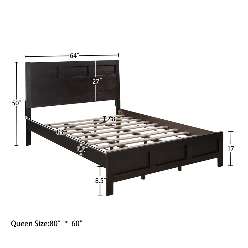 Classic Rich Brown 3 Pieces Queen Bedroom Set (Queen Bed + Nightstand+ Dresser)