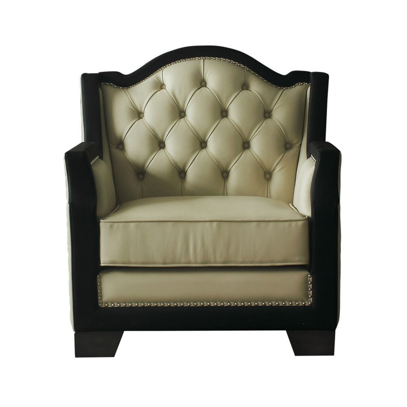 House - Beatrice Chair - Beige PU, Black PU & Charcoal Finish