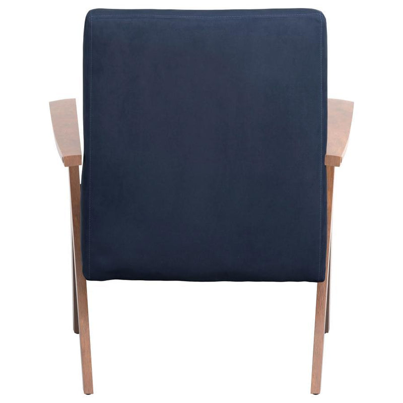 Cheryl - Wooden Arms Accent Chair - Dark Blue And Walnut