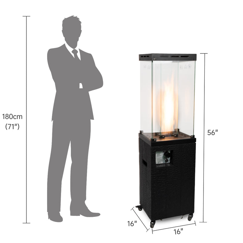 Black Outdoor Square Propane Patio Heater 41000 BTU