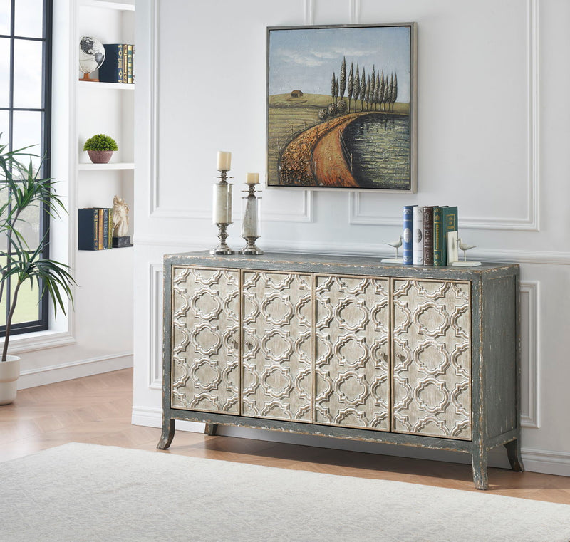 Marion - Four Door Credenza - Weathered Stone Gray