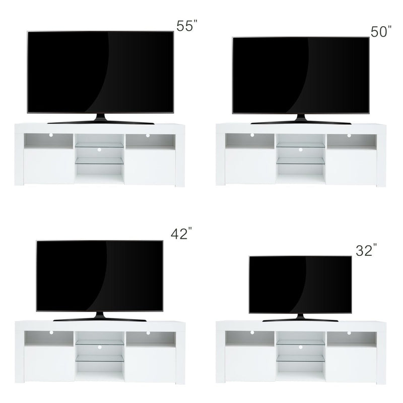 145 Modern 57" TV Stand Matte Body High Gloss Fronts with 16 Color LEDs - Atlantic Fine Furniture Inc