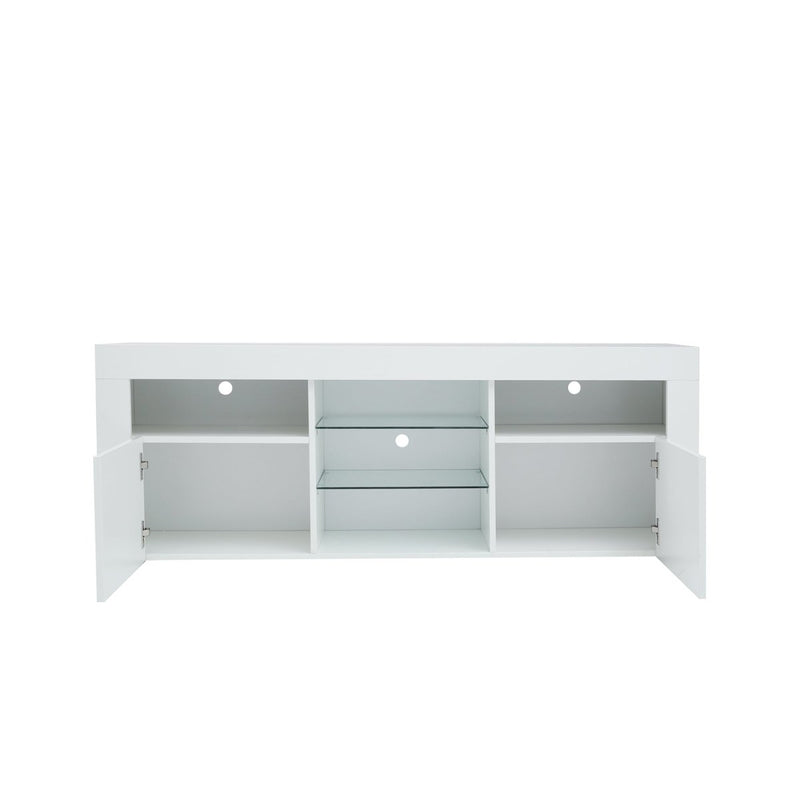 145 Modern 57" TV Stand Matte Body High Gloss Fronts with 16 Color LEDs - Atlantic Fine Furniture Inc