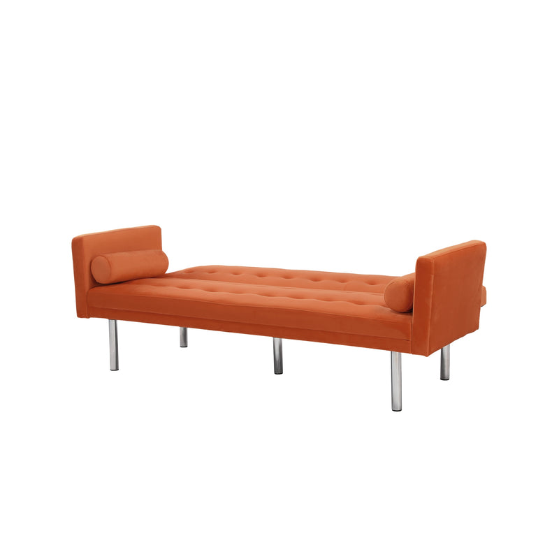 Square arm sleeper sofa Orange Velvet ***Not available for sale on Walmart***