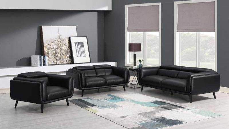 Shania - Track Arms Loveseat With Tapered Legs - Black