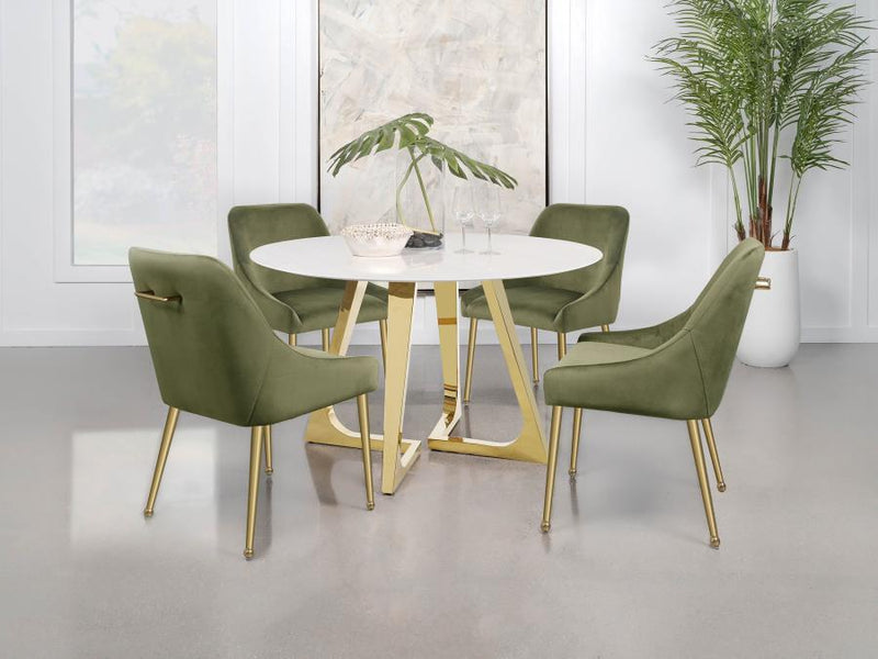 Gwynn - Round Marble Stainless Steel Dining Table - Gold