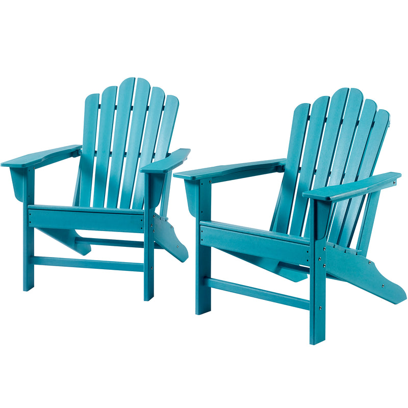 Classic Outdoor Adirondack Chair Set of 2 for Garden Porch Patio Deck Backyard, Weather Resistant Accent Furniture, Blue