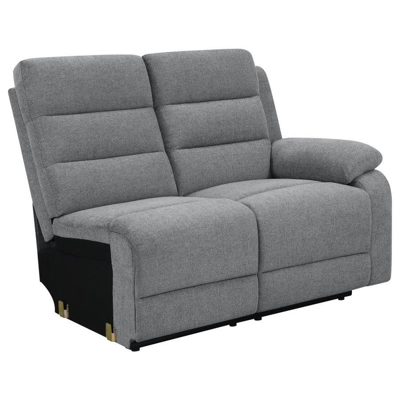 David - 3 Piece Upholstered Motion Sectional With Pillow Arms - Smoke