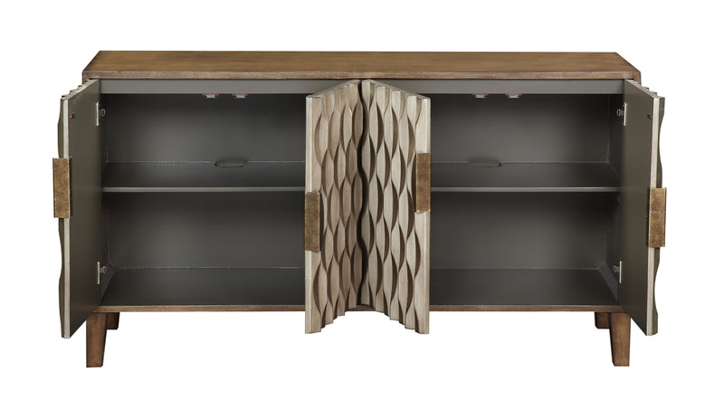 Perry - Four Door Credenza - Fossil Brown / Metallic