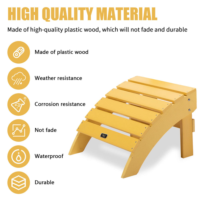 TALE Adirondack Ottoman Footstool All-Weather and Fade-Resistant Plastic Wood for Lawn Outdoor Patio Deck Garden Porch Lawn Furniture Yellow