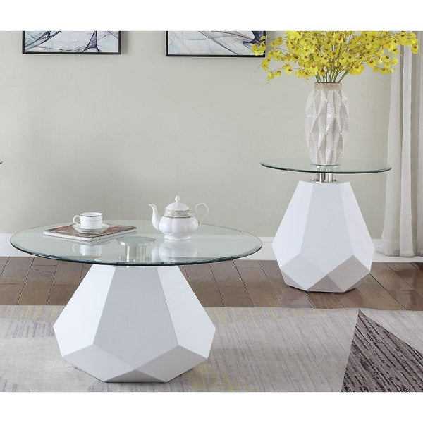 Chara - Coffee Table - White High Gloss & Clear Glass