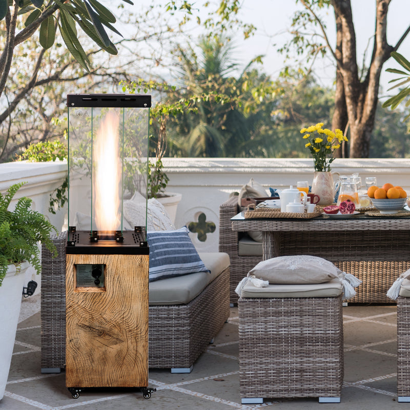 Wood-effect 41,000 BTU Outdoor Propane Standing Patio Heater