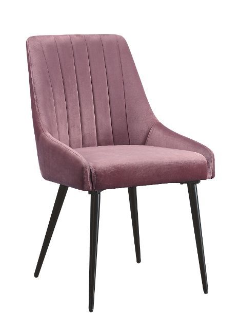 Caspian - Side Chair (Set of 2) - Pink Fabric & Black Finish