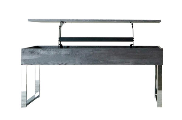 Aldine - Lift Top Storage Coffee Table - Dark Charcoal And Chrome