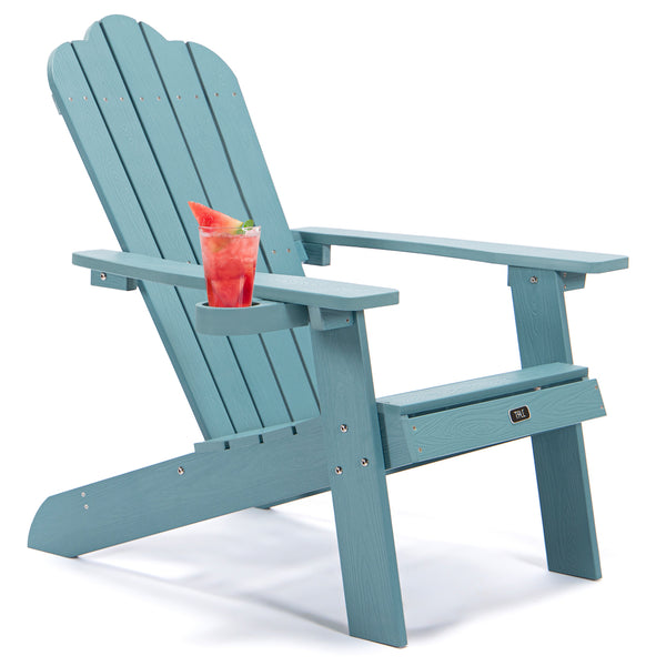 TALE Adirondack Chair Backyard Furniture Painted Seating with Cup Holder All-Weather and Fade-Resistant Plastic Wood for Lawn Outdoor Patio Deck Garden Porch Lawn Furniture Chairs Blue