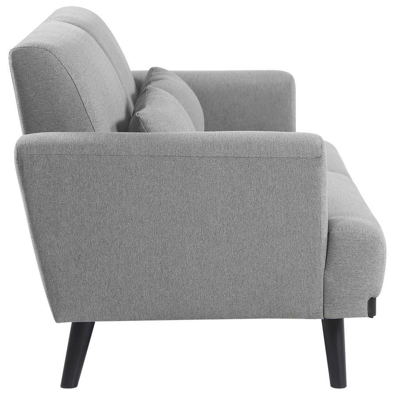 Blake - Upholstered Loveseat With Track Arms - Sharkskin And Dark Brown