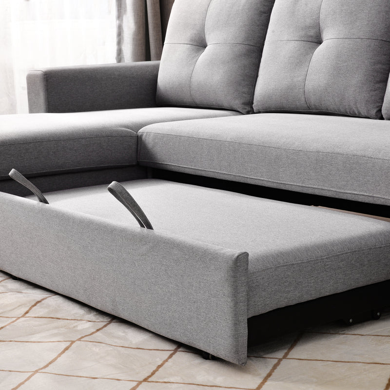 [VIDEO] 90" Reversible Pull out Sleeper L-Shaped Sectional Storage Sofa Bed,Corner sofa-bed with Storage Chaise Left/Right Handed