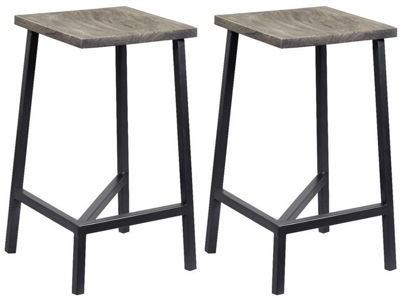 Yukon - Counter Height Backless Barstools (Set of 2) - Sandblast Gray / Gunmetal Finish