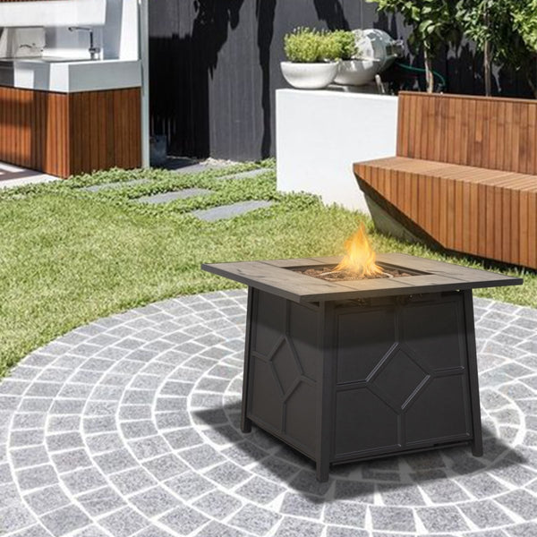 28'' Outdoor 40,000BTU Auto-Ignition Propane Gas Fire Table with Waterproof Cover - Atlantic Fine Furniture Inc