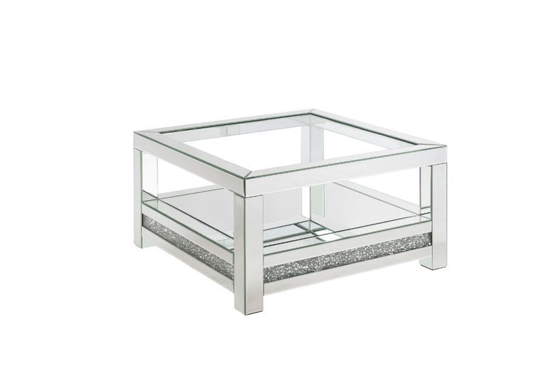 Noralie - Coffee Table With Glass Top - Mirrored - Wood - 18"