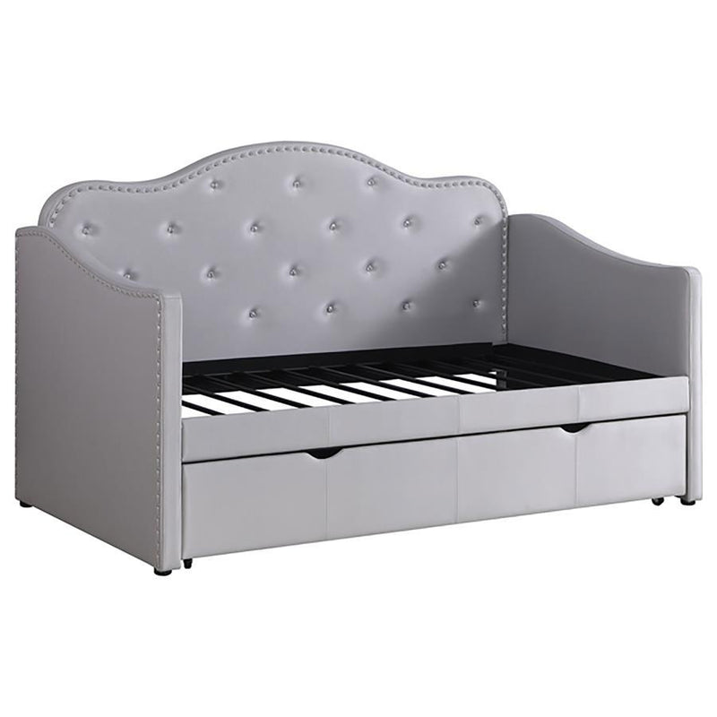 Elmore - Upholstered Twin Daybed With Trundle - Pearlescent Gray