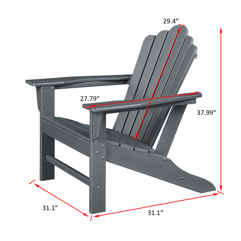 Classic Outdoor Adirondack Chair for Garden Porch Patio Deck Backyard, Weather Resistant Accent Furniture, Slate Grey