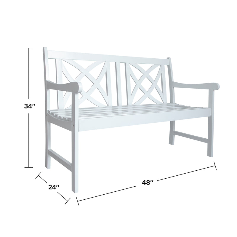 Bradley Outdoor Patio 4-foot Wood Garden Bench in White