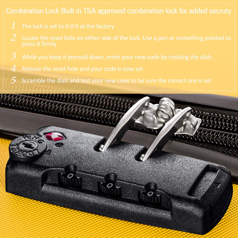 Luggage Set Hardside Spinner Suitcase With TSA Lock 20" 24' 28"