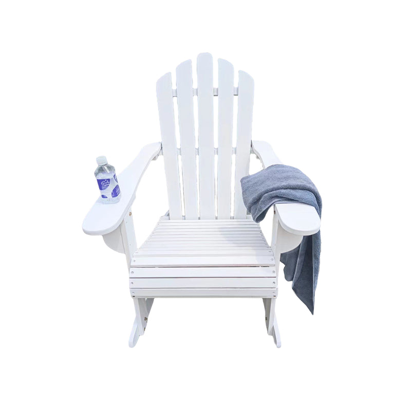 Reclining Wooden  Outdoor Rocking Adirondack chair White