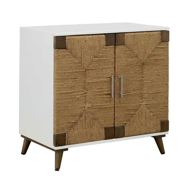 Egret - Two Door Cabinet - White / Jute