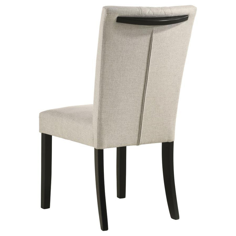 Malia - Upholstered Solid Back Dining Side Chair (Set of 2) - Beige And Black