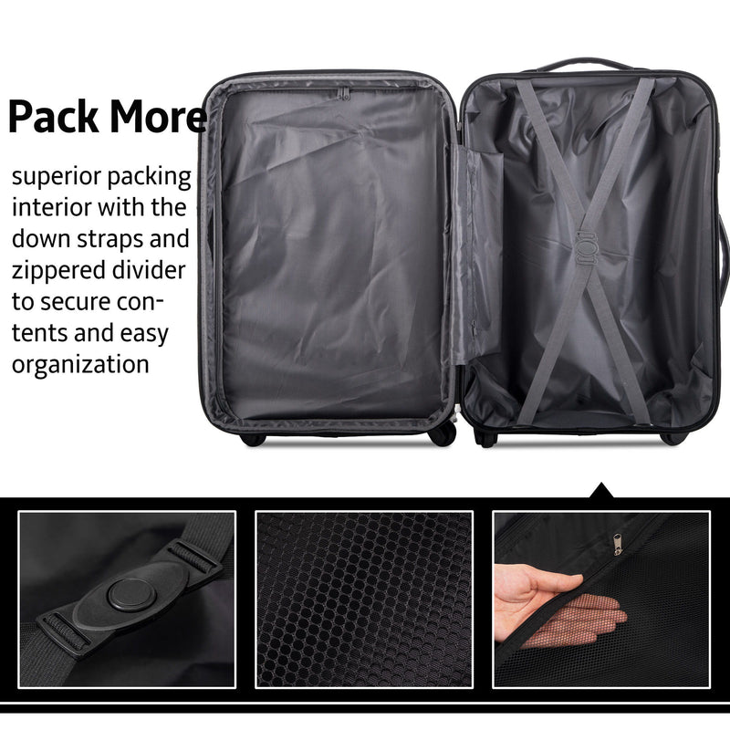 Luggage Set Hardside Spinner Suitcase With TSA Lock 20" 24' 28"
