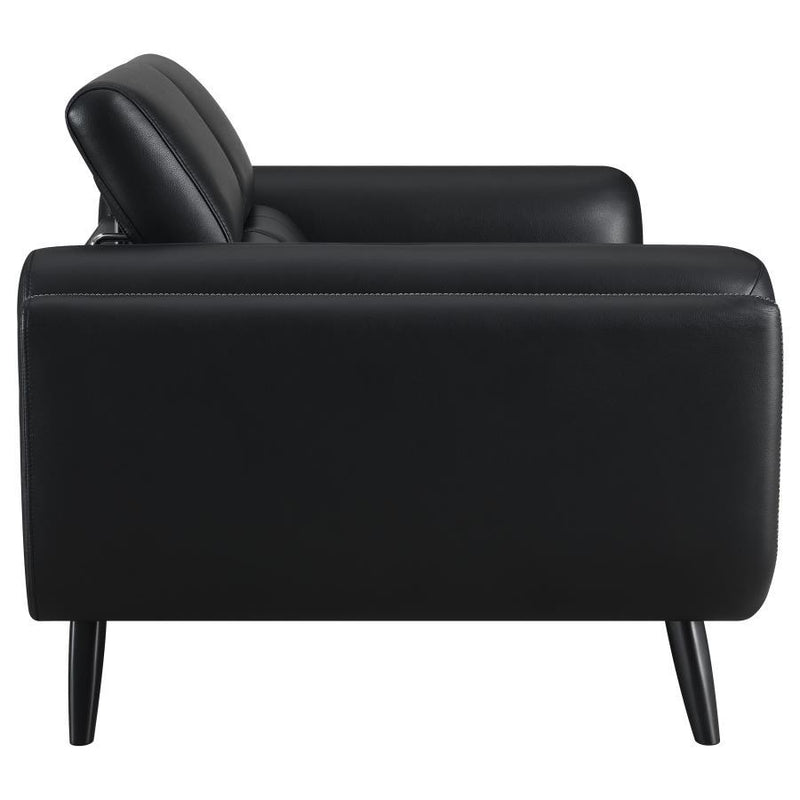 Shania - Track Arms Loveseat With Tapered Legs - Black