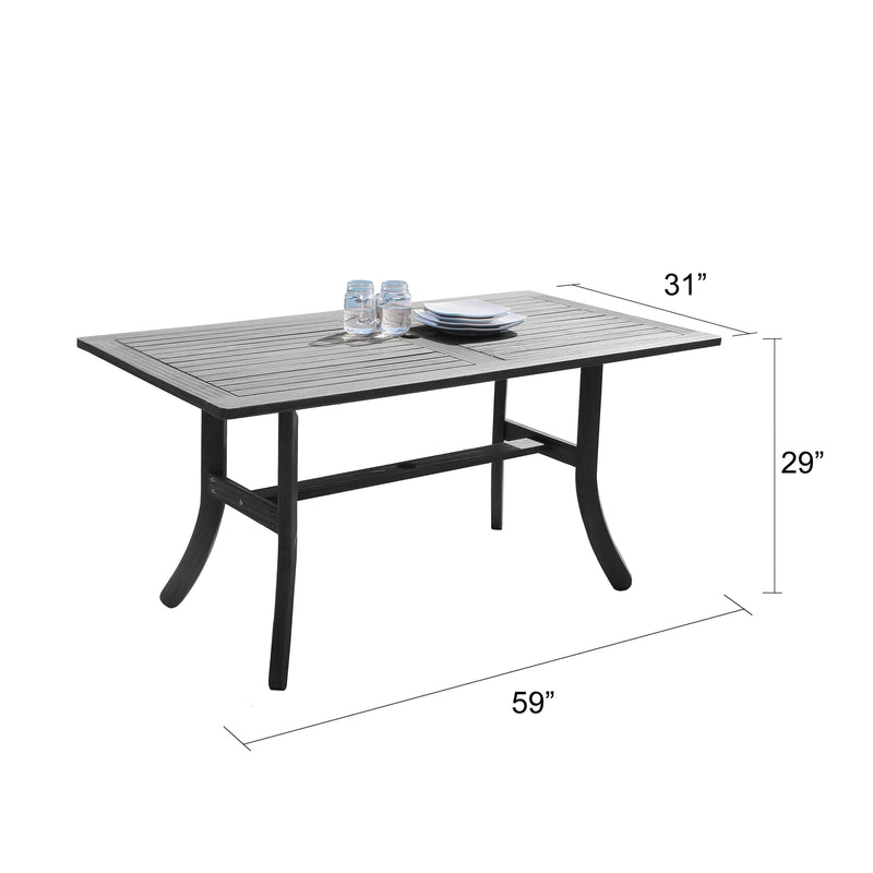 Renaissance Outdoor Patio Hand-scraped Wood Rectangular Dining Table with Curvy Legs